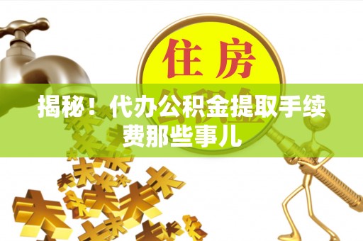 元宝揭秘！代办公积金提取手续费那些事儿